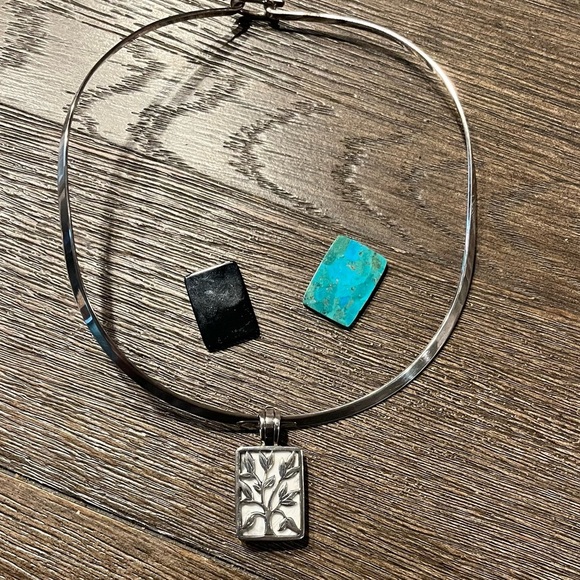 Silpada .925 Silver interchangeable pendant. Black Turquoise & white discs. - Picture 4 of 7